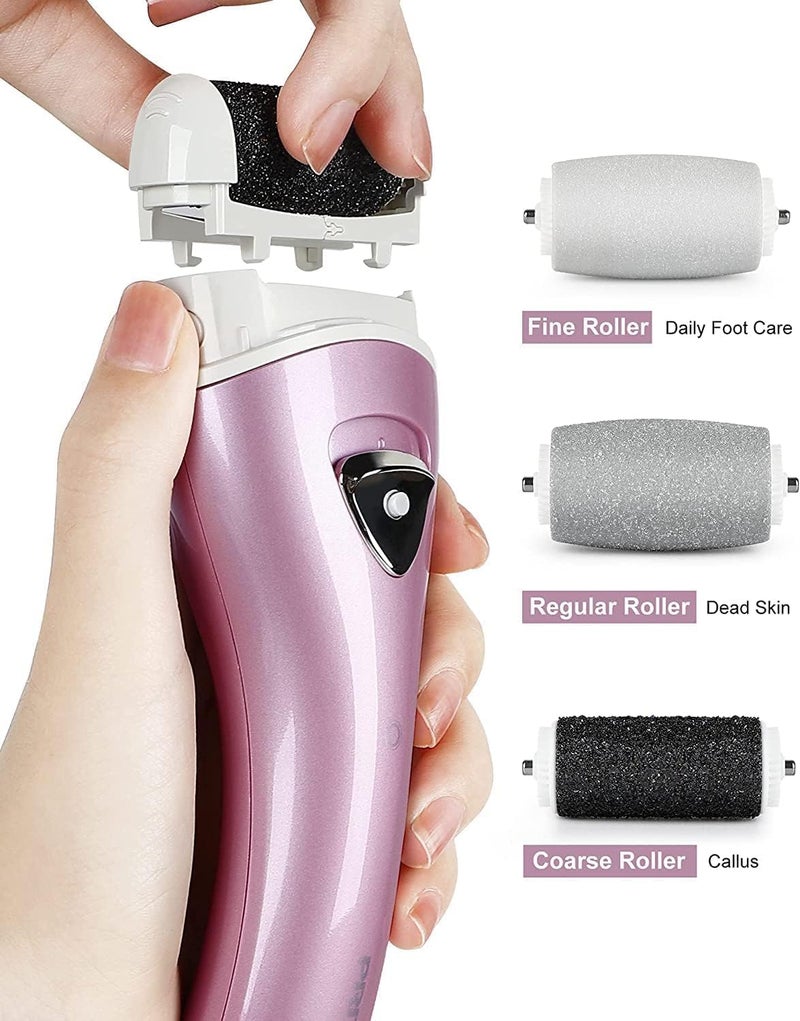 pritech Electric Feet Callus Removers Rechargeable,Portable Electronic Foot File Pedicure Tools, Electric Callus Remover Kit,Professional Pedi Feet Care Perfect for Dead,Hard ed Dry Skin（PINK） - Image 2