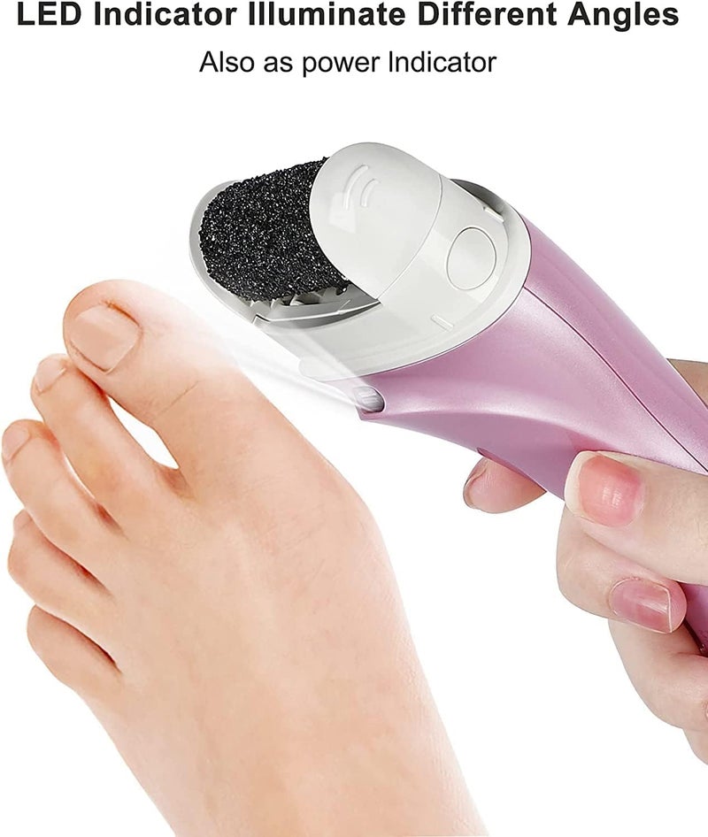pritech Electric Feet Callus Removers Rechargeable,Portable Electronic Foot File Pedicure Tools, Electric Callus Remover Kit,Professional Pedi Feet Care Perfect for Dead,Hard ed Dry Skin（PINK） - Image 4