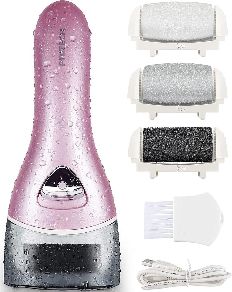 pritech Electric Feet Callus Removers Rechargeable,Portable Electronic Foot File Pedicure Tools, Electric Callus Remover Kit,Professional Pedi Feet Care Perfect for Dead,Hard ed Dry Skin（PINK） - Image 1