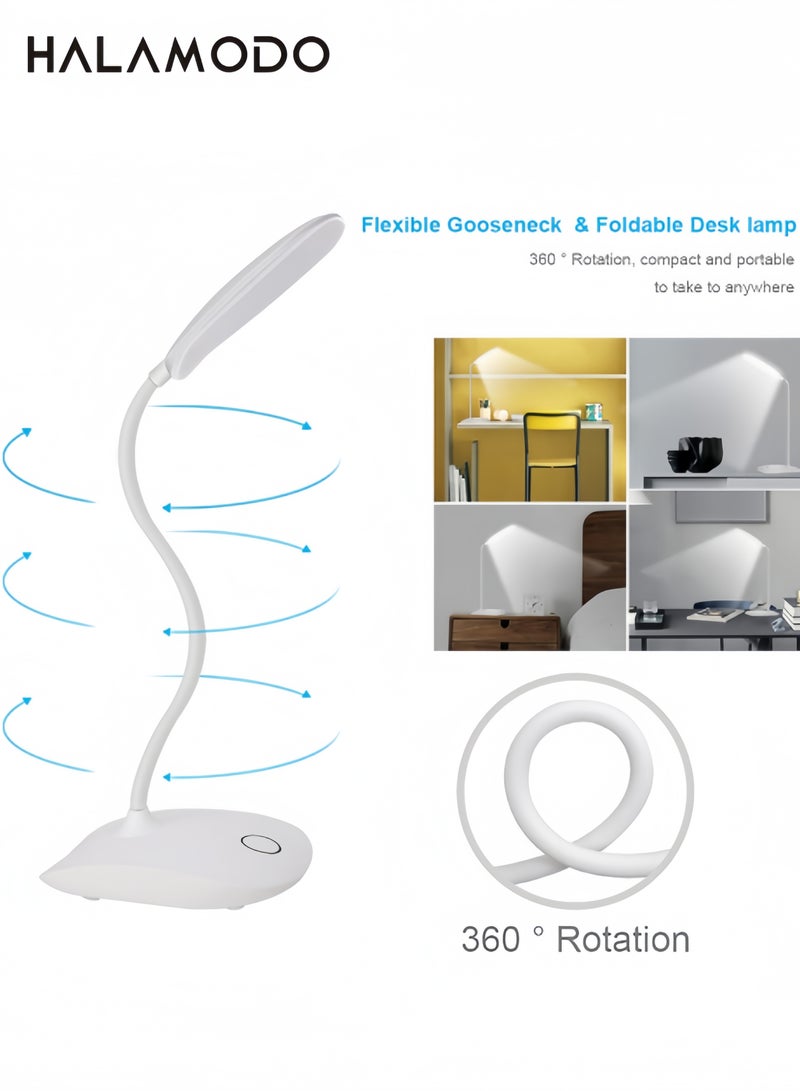 Desk Lamp LED Desk Light with 3 Color Modes Touch Control Stepless Dimming Table Lamp Touch Control Eye Caring Flexible Gooseneck Portable Reading Light for Dorm Study Office Bedroom - Image 5