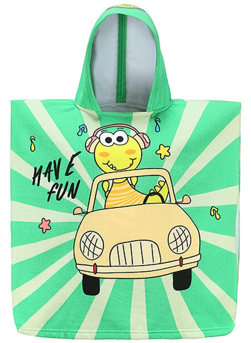 Y&D Kids Swimming Changing Robe with Hood, Cartoon Soft and Strong Absorbent Bathroom Beach Poncho Towel for Boys Girls Children(Dinosaur Driver) - Image 1