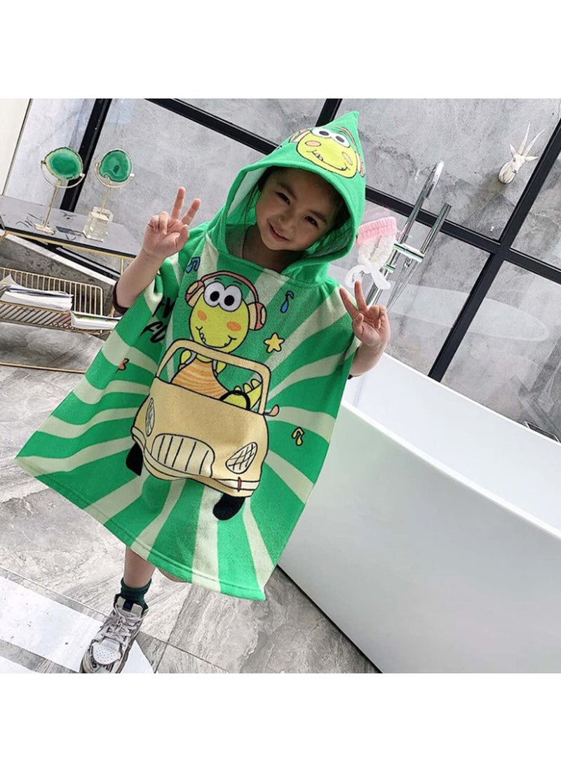 Y&D Kids Swimming Changing Robe with Hood, Cartoon Soft and Strong Absorbent Bathroom Beach Poncho Towel for Boys Girls Children(Dinosaur Driver) - Image 2