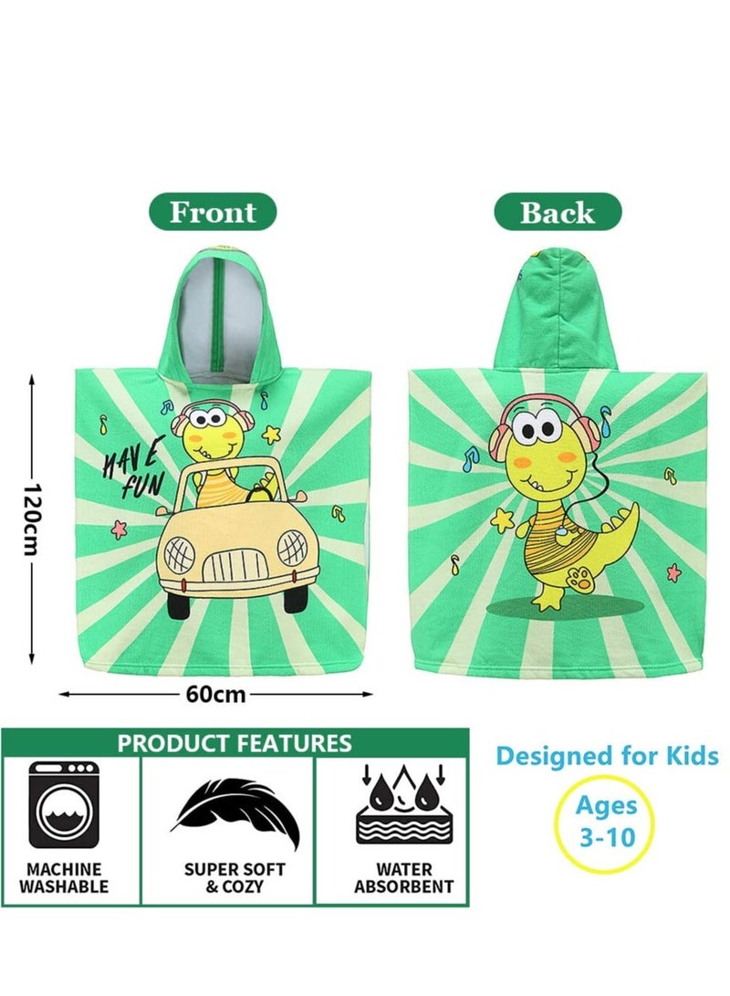 Y&D Kids Swimming Changing Robe with Hood, Cartoon Soft and Strong Absorbent Bathroom Beach Poncho Towel for Boys Girls Children(Dinosaur Driver) - Image 5