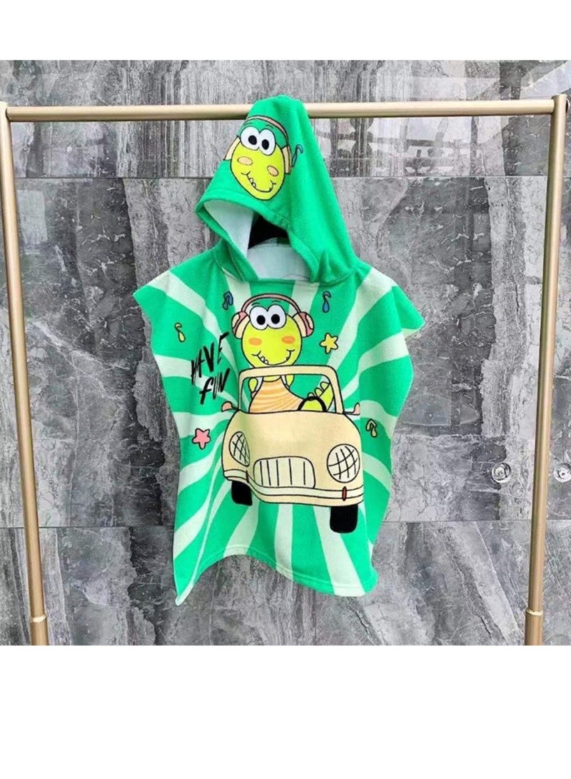 Y&D Kids Swimming Changing Robe with Hood, Cartoon Soft and Strong Absorbent Bathroom Beach Poncho Towel for Boys Girls Children(Dinosaur Driver) - Image 3