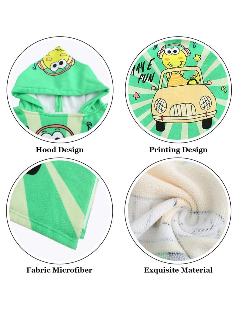 Y&D Kids Swimming Changing Robe with Hood, Cartoon Soft and Strong Absorbent Bathroom Beach Poncho Towel for Boys Girls Children(Dinosaur Driver) - Image 4
