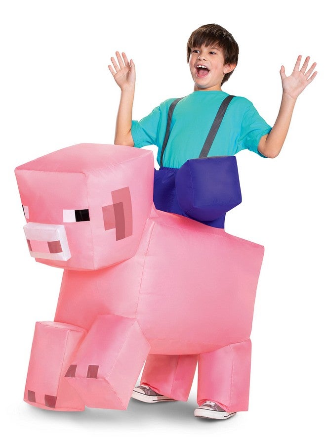 Disguise Pig Ride On Minecraft Kids Inflating Costume Jumpsuit with Fan, Up to Size (7-8) - Image 1