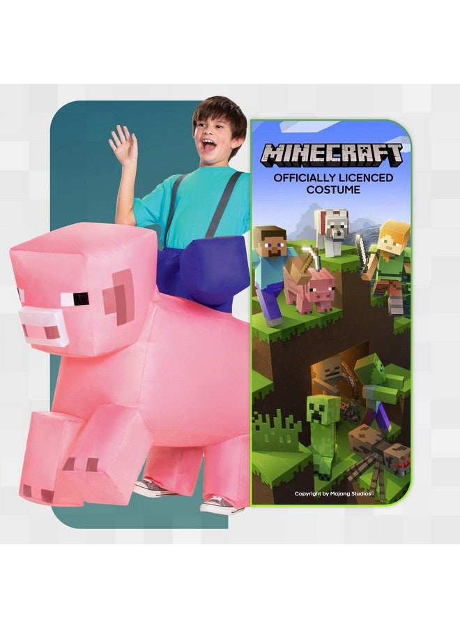 Disguise Pig Ride On Minecraft Kids Inflating Costume Jumpsuit with Fan, Up to Size (7-8) - Image 2