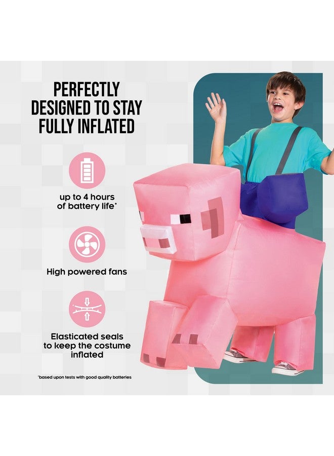 Disguise Pig Ride On Minecraft Kids Inflating Costume Jumpsuit with Fan, Up to Size (7-8) - Image 3