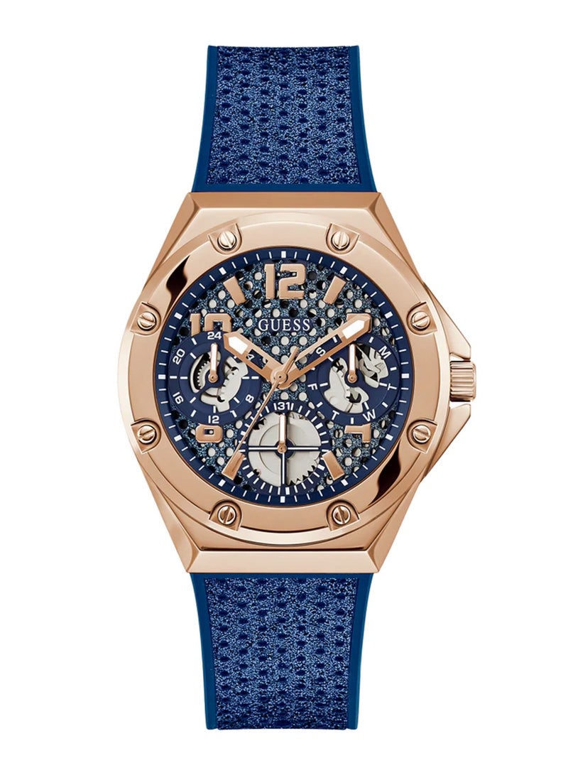 GUESS Women Blue Rose Gold Tone Multi-function Watch GW0620L3 - 40mm - Image 1