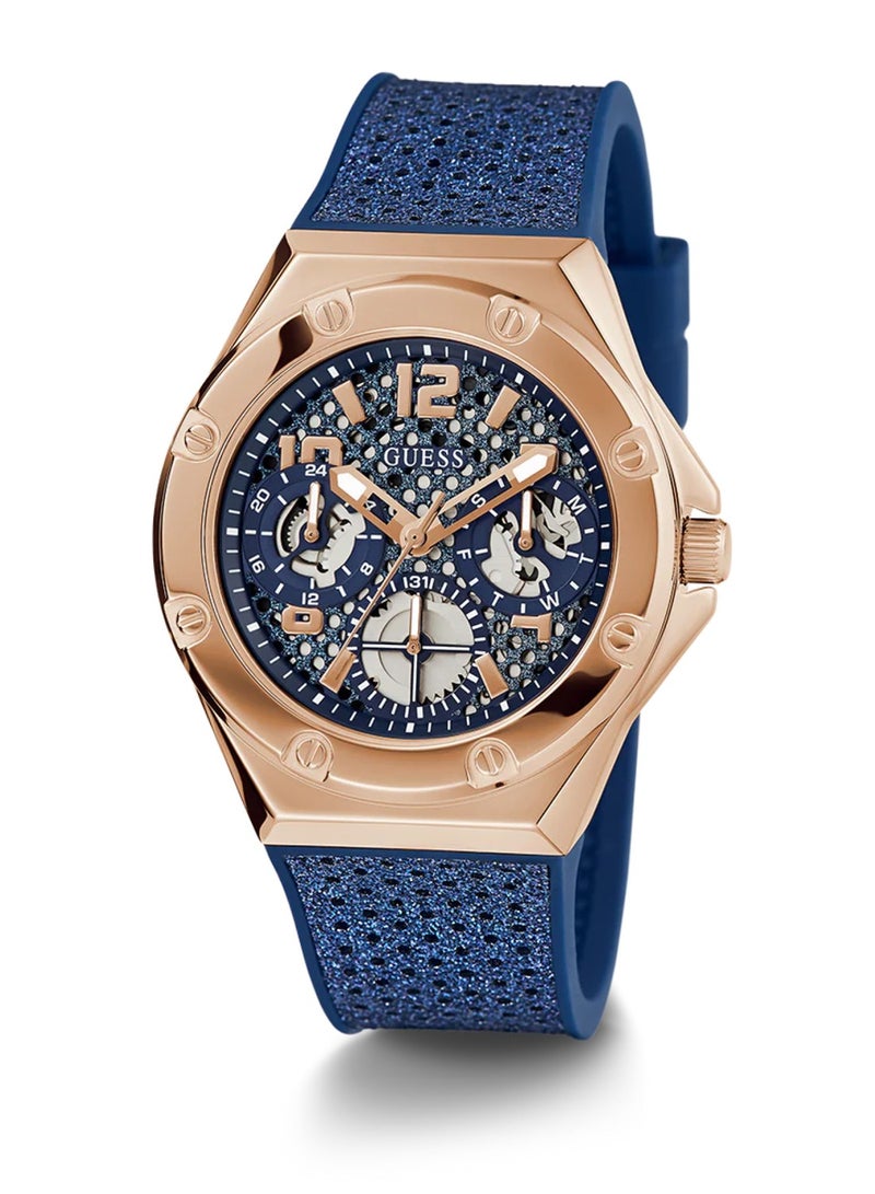 GUESS Women Blue Rose Gold Tone Multi-function Watch GW0620L3 - 40mm - Image 5