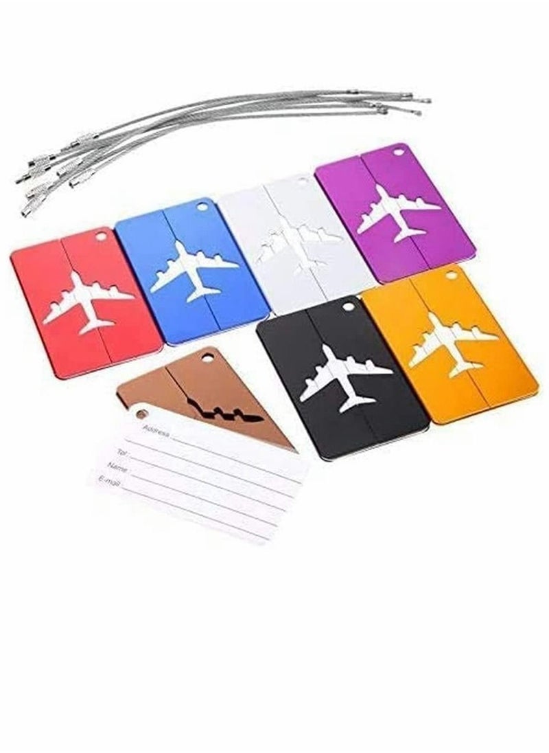 Y&D Luggage Tags, 7 Pack Aluminium Alloy Travel Suitcase Identifier Multicolor Bag Labels Baggage Name Address Label Accessories with Screw Chain  - Image 3