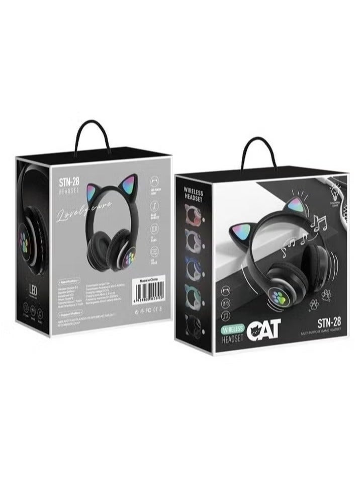 JAJEEK Cat Ear RGB Wireless Headphones STN-28 – Stylish Bluetooth Headphones with LED Light Up Cat Ears, Premium Sound Quality, Comfortable Over-Ear Design, and Long Battery Life for Gaming., Music & Daily Use - Image 2