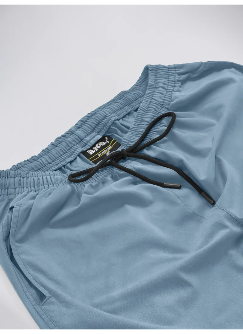 Beyoung Smoky Blue Cotton Cargo Joggers