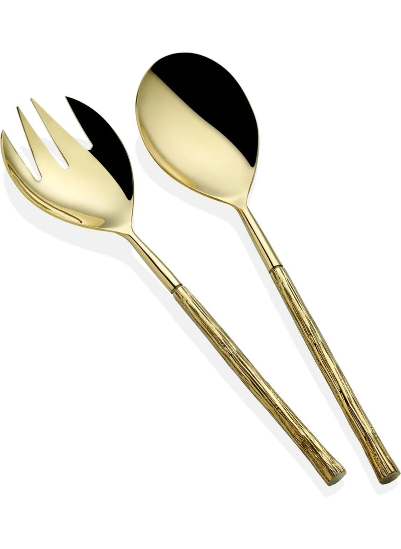 The Mia Goldy Salad Service Set 2 Pieces