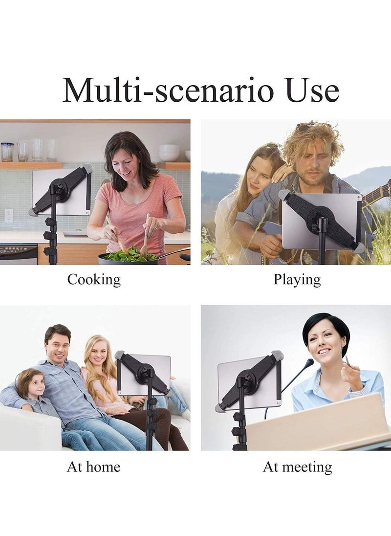 IPad and Mobile Phone Tripod Stand,Height Adjustable 20 to 60 Inch with 360 Degree Rotating Tablet Holder for iPad Air,iPad Pro and More 9.5 to 14.5 Inch Tablets - Image 2