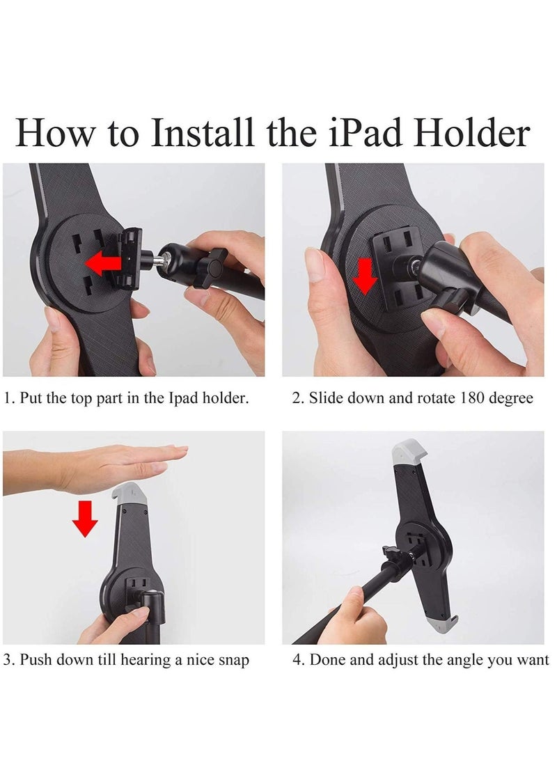 IPad and Mobile Phone Tripod Stand,Height Adjustable 20 to 60 Inch with 360 Degree Rotating Tablet Holder for iPad Air,iPad Pro and More 9.5 to 14.5 Inch Tablets - Image 3