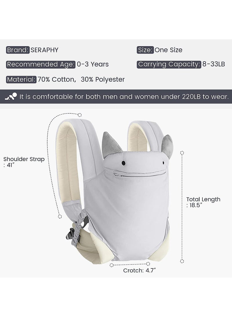 AUTOYSUR Baby Carrier,baby holder,Baby Sling Newborn to Toddler,Baby Carrier Wrap,Adjustable Holder Portable Convertible Front and Back Backpack Carry for Infants Toddlers Babies(Grey) - Image 3