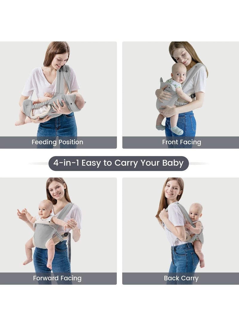 AUTOYSUR Baby Carrier,baby holder,Baby Sling Newborn to Toddler,Baby Carrier Wrap,Adjustable Holder Portable Convertible Front and Back Backpack Carry for Infants Toddlers Babies(Grey) - Image 5
