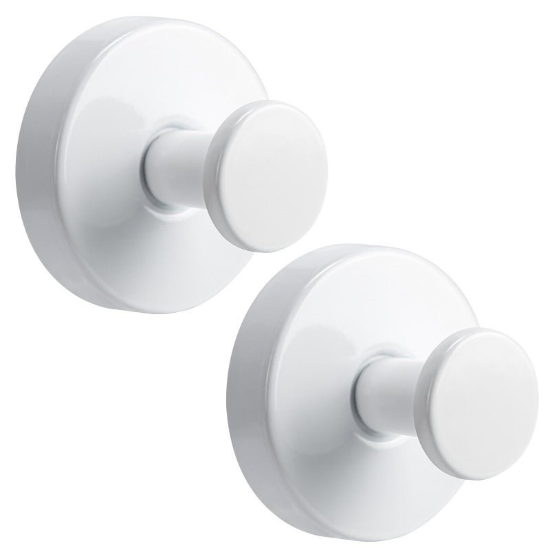 Fenas Suction Cup Hooks for Shower No-Drill Bathroom Hooks for Towels, Robes, Loofah Mountable on Bathroom Walls, Kitchen, Glass, Mirrors, Tile and Smooth,Non-Porous Surfaces (2, White) - Image 1