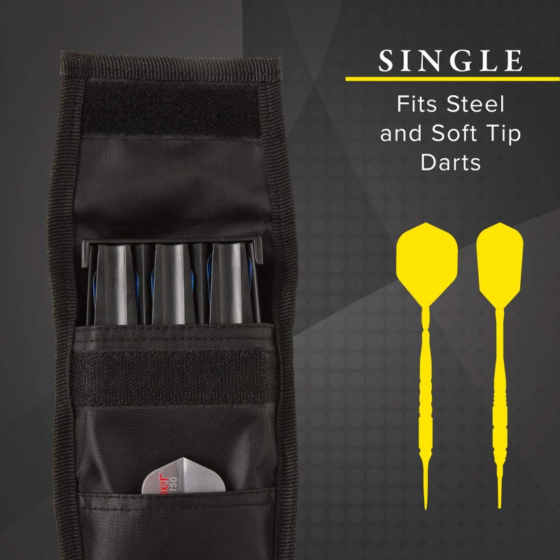Casemaster Single Black Dart Case with Solid Plastic Insert and Flexible, Tough Nylon Covering, Holds 3 Steel Tip and Soft Tip Darts, Hard Shell Keeps Flights in Perfect Shape - Image 4