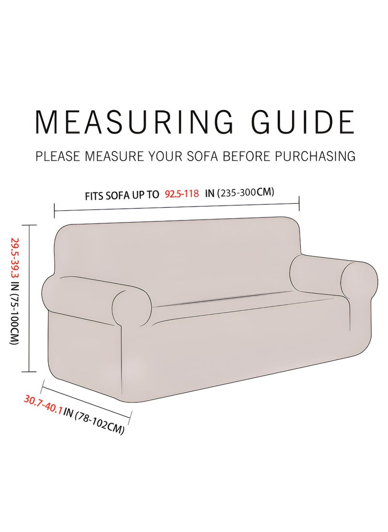Fabienne Stretch Fit 4-Seater Sofa Cover Soft Brushed Fabric Couch Cover Exquisitely Full Coverage Furniture Protector Slipcover Four Seater Fits on Standard and Recliner Sofa 235-300cm Size Burgundy  - Image 2