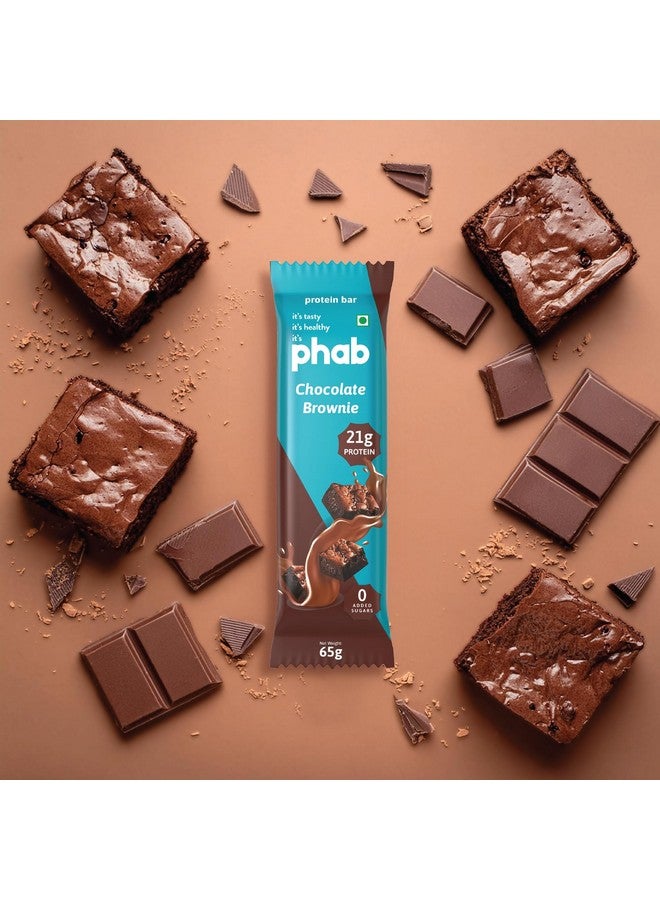 Phab Chocolate Brownie Protein Bar with 21g Protein, 8g High Fibre & 0 Added Sugar 100% Vegetarian | Diabetic Friendly Healthy & Tasty Protein bars | Trans Fat-Free & No Preservatives Protein bars (Pack of 12 x 65g) - Image 4