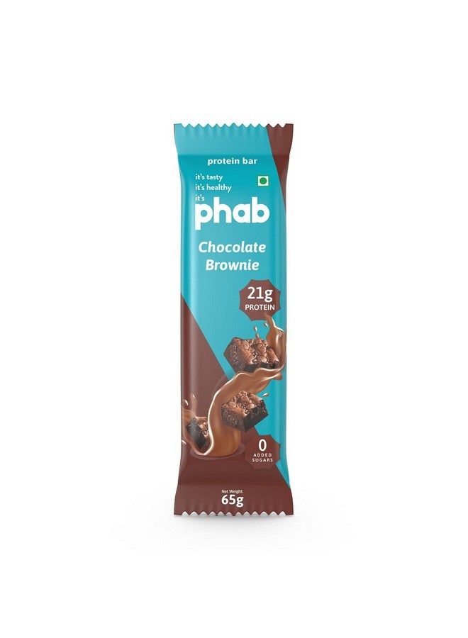 Phab Chocolate Brownie Protein Bar with 21g Protein, 8g High Fibre & 0 Added Sugar 100% Vegetarian | Diabetic Friendly Healthy & Tasty Protein bars | Trans Fat-Free & No Preservatives Protein bars (Pack of 12 x 65g) - Image 2