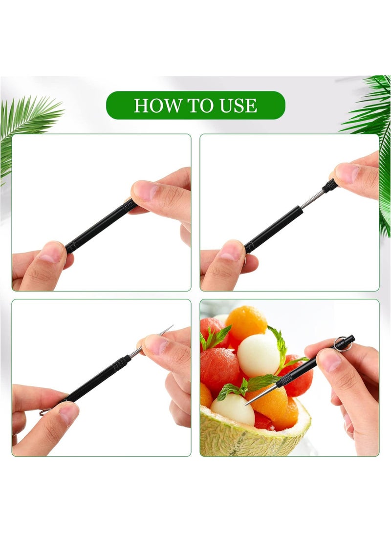 أعواد أسنان معدنية محمولة قابلة لإعادة الاستخدام، أعواد أسنان سوداء متعددة الاستخدامات، منتقي الفاكهة، كوكتيل، نزهة أثناء السفر - Image 2