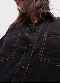 TOPSHOP Pocket Detail Button Down Shirt Dress  - Image 3