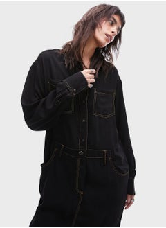 TOPSHOP Pocket Detail Button Down Shirt Dress  - Image 4
