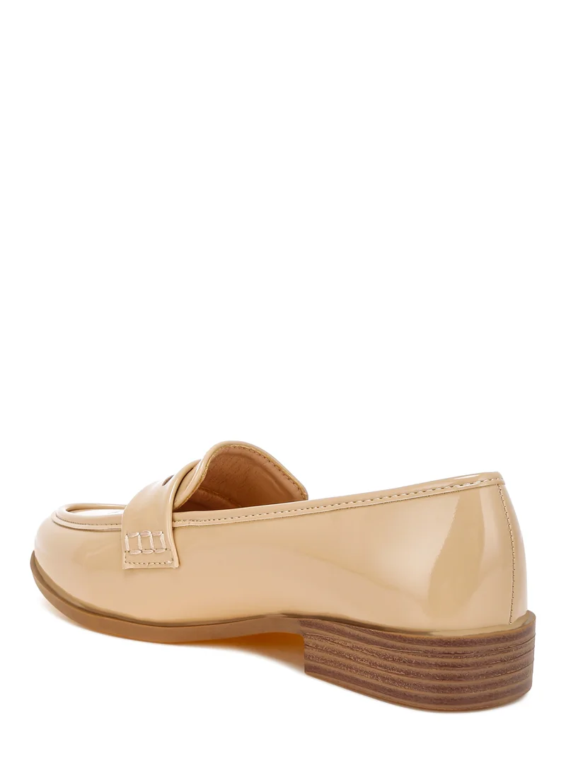 London Rag Penny Strap Detail Loafers in Beige