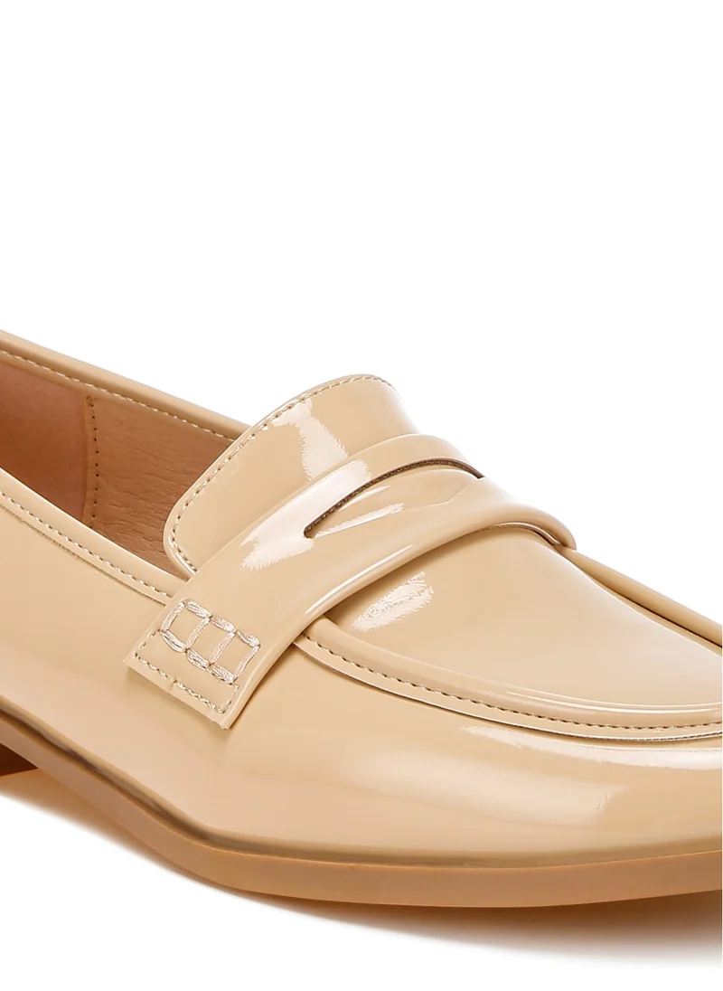 London Rag Penny Strap Detail Loafers in Beige