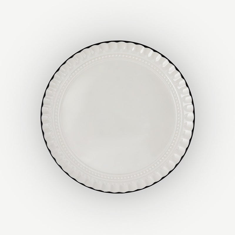 OC HOME طبق حلوى أميّا - أبيض مع حافة سوداء