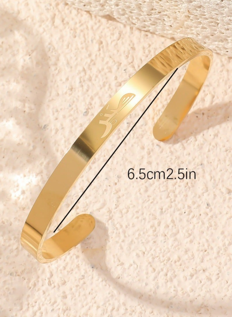 Mark Fairwhale Vintage Stainless Steel Carved C-Shaped Open Men's And Women's Bracelet  - Image 1