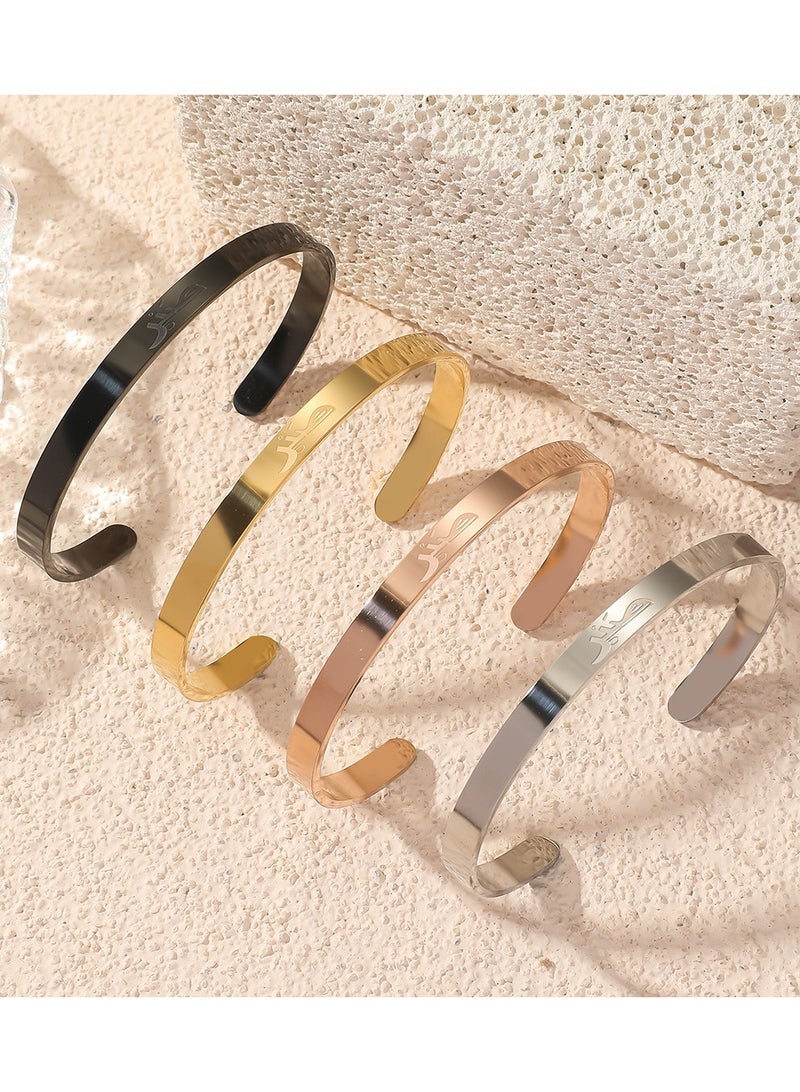 Mark Fairwhale Vintage Stainless Steel Carved C-Shaped Open Men's And Women's Bracelet  - Image 2