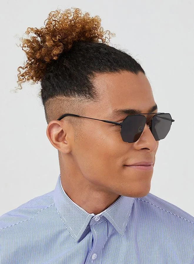 30Sundays 30Sundays MEGÈVE,Men Sunglasses, Geometric Sunglasses, UV Protection: UV400 (Black,Gray)