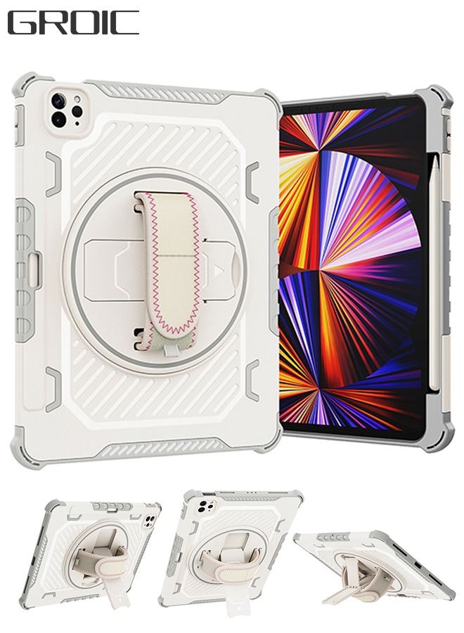 GROIC Cover for iPad Pro 11" 2022 Case with Pencil Holder, Heavy Duty Protective Shockproof Cover, 360° Rotating Stand, Hand Strap, Shoulder Strap Case for iPad Pro 11"  - Image 1