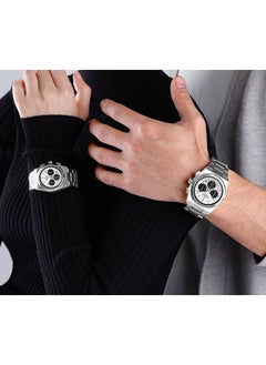 NAVIFORCE Matching Chronograph Watch Set with Multi Function Display Stainless Steel Strap Water Resistant Timepiece for Couples  - Image 3