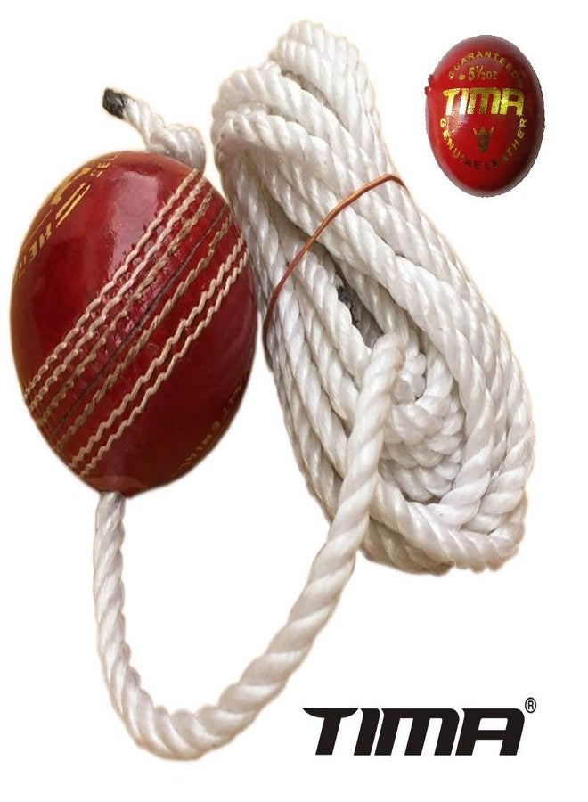 TIMA White String Leather Practice Hanging Cricket Ball for Knocking Practice - Image 3