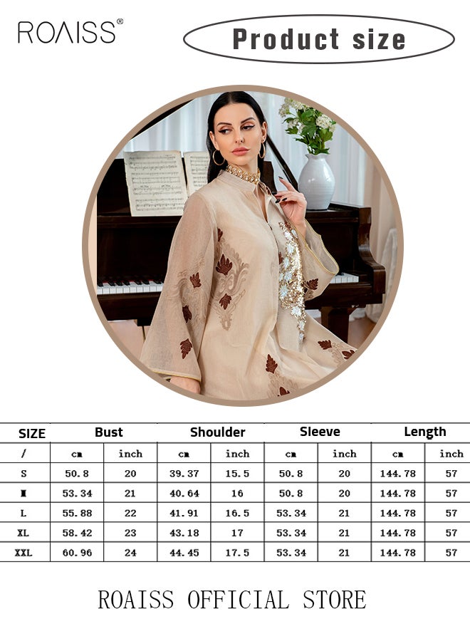 Women Luxury Stand Collar Bead Embroidered Robe Maxi Dresses Exclusive Styles Modern Stylish Abaya Middle East Arabic Banquet Wedding Party Dress Women's Festival Clothing Beige - pzsku/Z121BB374F6FA72238E65Z/45/_/1729306662/a11a178d-c15f-4e6e-b4ec-448d05e14932