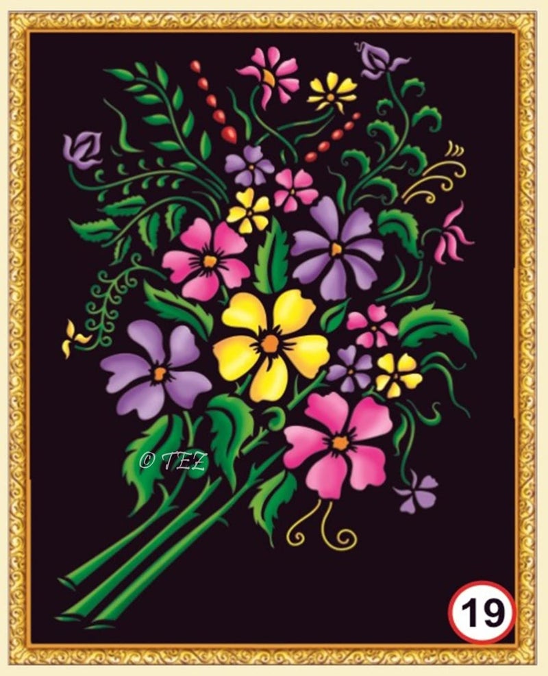 Tez DIY - Emboss Painting Kit, Flowers, Medium(13x19 inch), Design No. 19 - Image 1