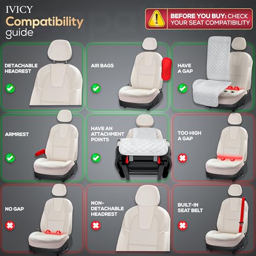 IVICY غطاء مقعد السيارة من IVICY بتصميم قماش الكتان الصناعي - متين وغير قابل للانزلاق - واقيات مقاعد السيارة الأمامية لمعظم السيارات، الفانات، SUVs، الشاحنات - وحدة واحدة - رمادي بارد - Image 4
