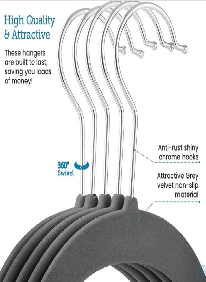 10-Piece Non-Slip Flocking Hangers Grey - Image 2