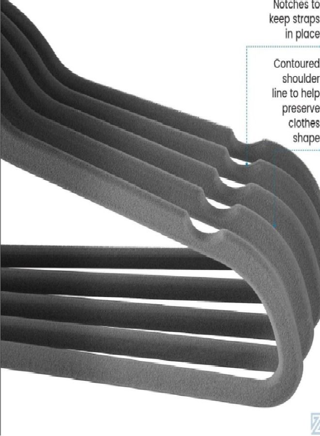 10-Piece Non-Slip Flocking Hangers Grey - Image 3