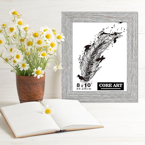 CORE ART 8x10 Picture Frame, Handmade Wood Rustic Gray (Grey) Photo Frame Set of 2, High Definition Semi-tempered Glass Wall or Tabletop Display - Image 4