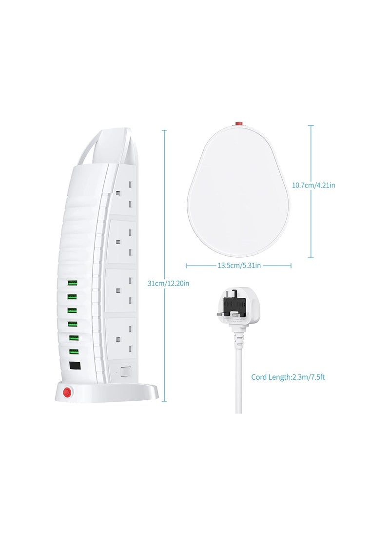Generic - Burj Al Arab Sailboat Shape Tower Extension Lead with USB, Tower Extension Cord 8 Way Outlets 6 USB (2 Type C and 4 USB Ports)  3.6A Multi Plug Extension Socket 2M Cable with Switches, Vertical Power - Image 1