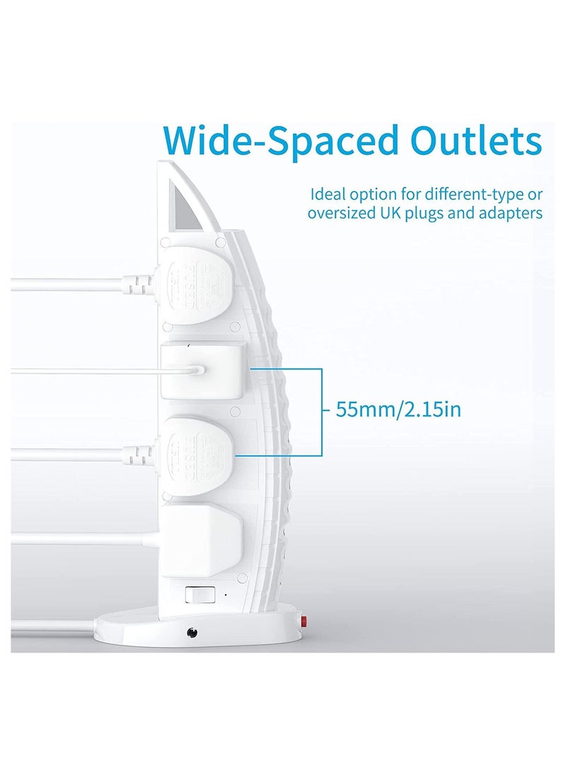 Generic - Burj Al Arab Sailboat Shape Tower Extension Lead with USB, Tower Extension Cord 8 Way Outlets 6 USB (2 Type C and 4 USB Ports)  3.6A Multi Plug Extension Socket 2M Cable with Switches, Vertical Power - Image 1
