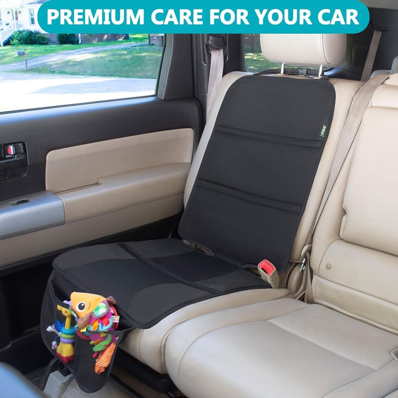 PIDO Car Seat Protector 2 Pack Seat Protector Under Baby Carseat with Thick Padding and NonSlip Back Waterproof Carseat Protection Cover Pad for Vehicle Leather Upholstery Black - Image 3