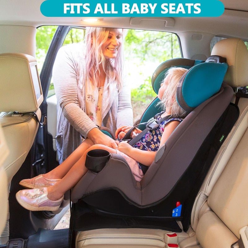 PIDO Car Seat Protector 2 Pack Seat Protector Under Baby Carseat with Thick Padding and NonSlip Back Waterproof Carseat Protection Cover Pad for Vehicle Leather Upholstery Black - Image 5