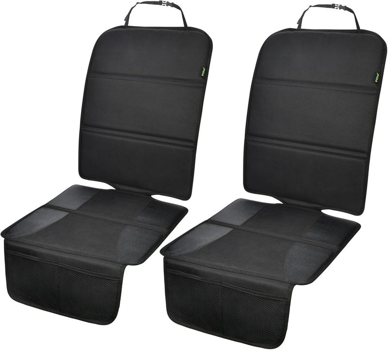 PIDO Car Seat Protector 2 Pack Seat Protector Under Baby Carseat with Thick Padding and NonSlip Back Waterproof Carseat Protection Cover Pad for Vehicle Leather Upholstery Black - Image 1